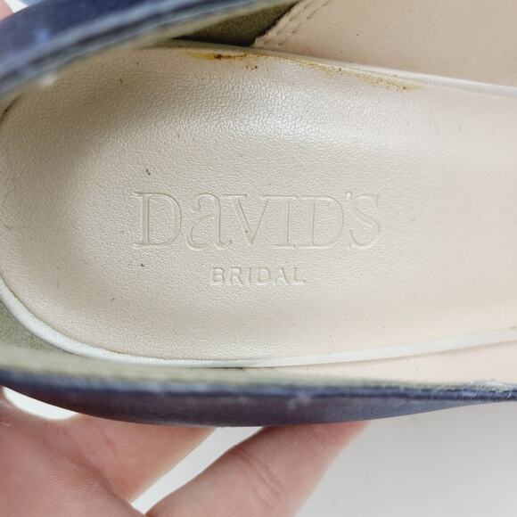 David's Bridal Navy Satin Peep Toe Pump, Size 7 M EUC - Picture 8 of 9